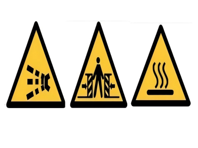 Safety signs for injection molding machine