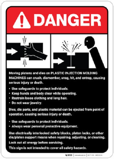 safety sings for injection molding machine