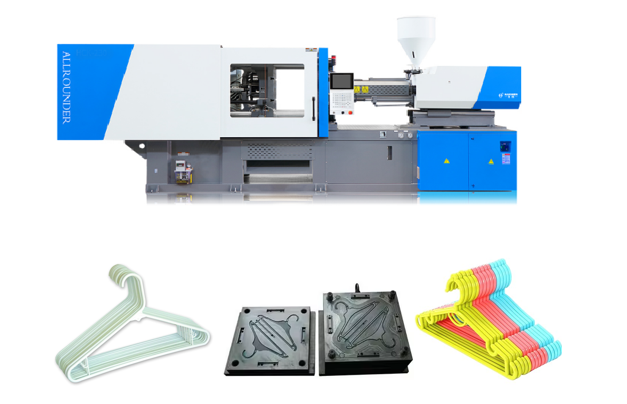 Plastic hanger injection molding machine process